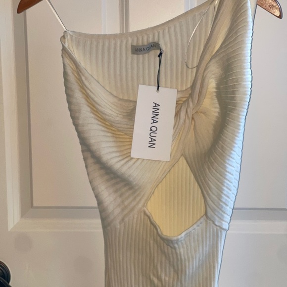 NEW ANNA QUAN Zali One-Shoulder Minidress Ivory Elegant Off-Shoulder Cream Dress - Picture 7 of 12